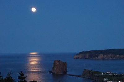 Super moon over Perce Rock